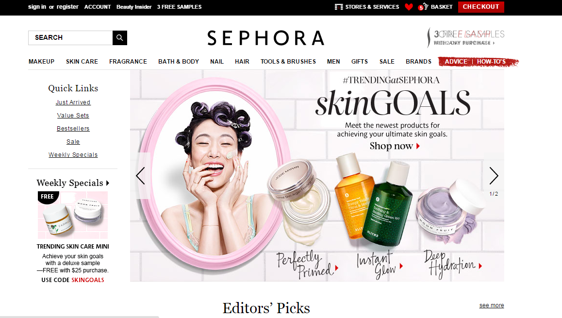 Mẫu website Sephora