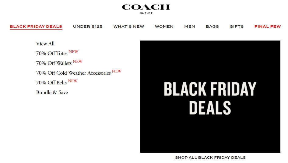 Coach Outlet tung sale 70% dịp Black Friday